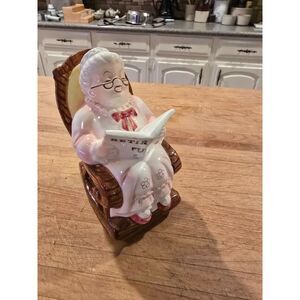 VTG Lefton Retirement Fund Grandma Rocking Chair Piggy Bank 60s Japan 7.5"